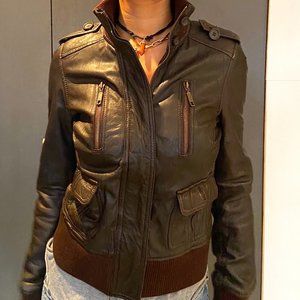 TRF Brown Leather Jacket Women's Med